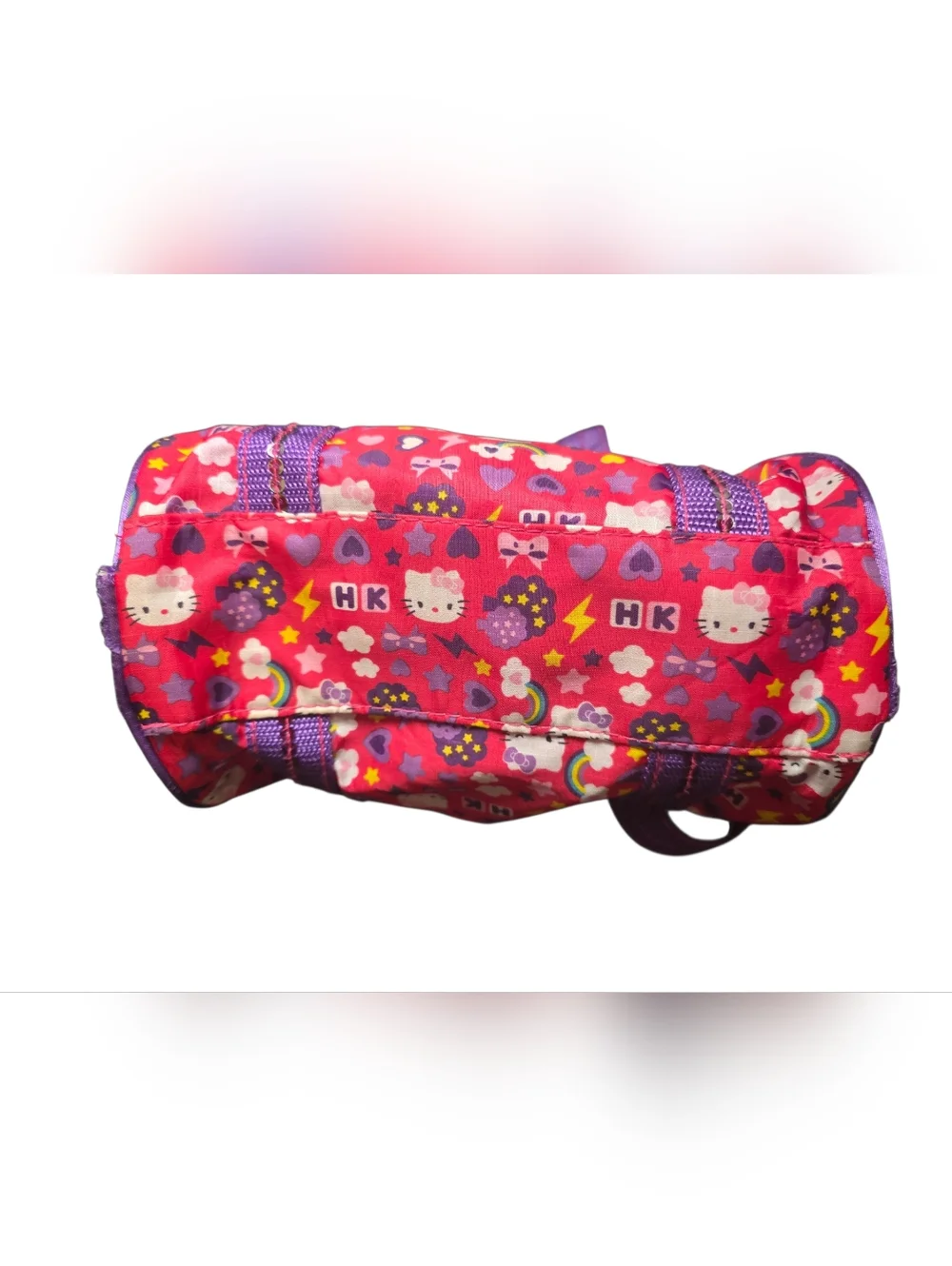 2012 Sanrio Hello Kitty Mini Duffle Rare Rainbow Lightning Heart Sequin Kawaii